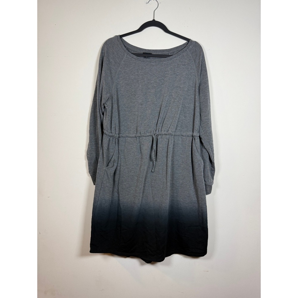 Torrid Grey Black Ombre Sweatshirt Dress Long Sleeve Drawstring Waist Pockets 1